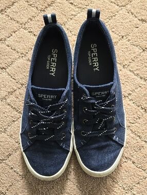 Sperry Navy Canvas Low-Top Lace-Up Sneakers